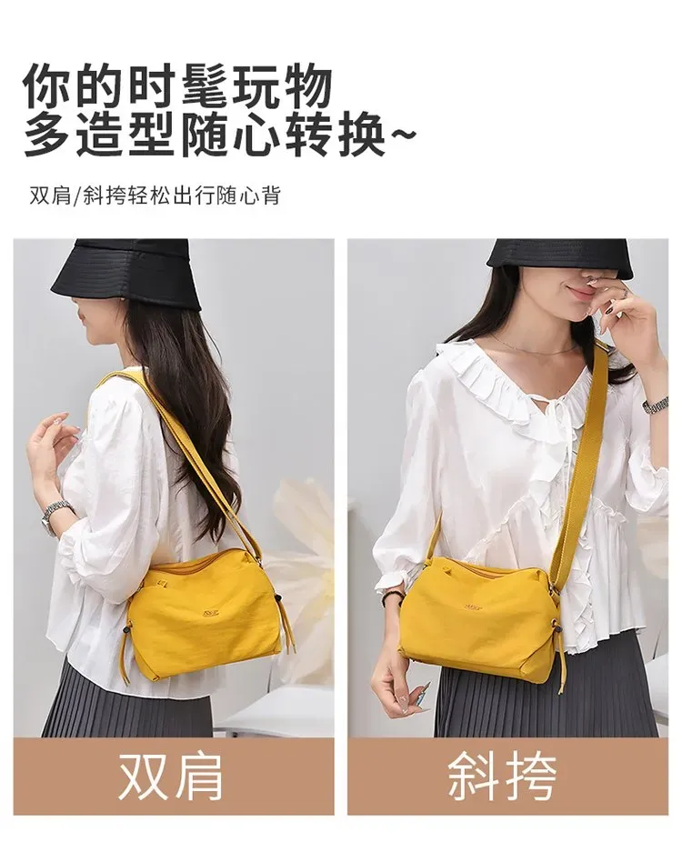 Tas Selempang Wanita Bahan Nylon Warna Merah Resleting Grosir Import