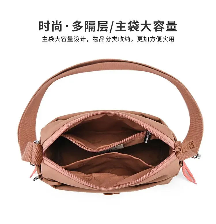 Tas Selempang Wanita Bahan Nylon Warna Merah Resleting Grosir Import