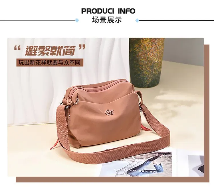 Tas Selempang Wanita Bahan Nylon Warna Merah Resleting Grosir Import