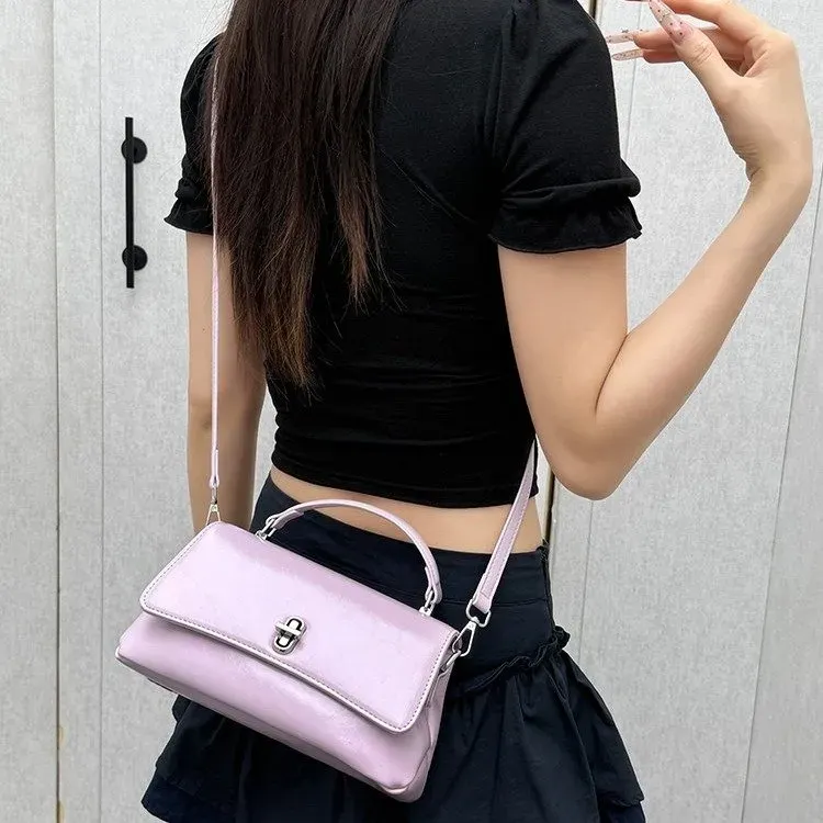 Tas Selempang Wanita Bahan PU Sintetis Polos Warna Hitam Bentuk Kotak Tali Katalog Grosir