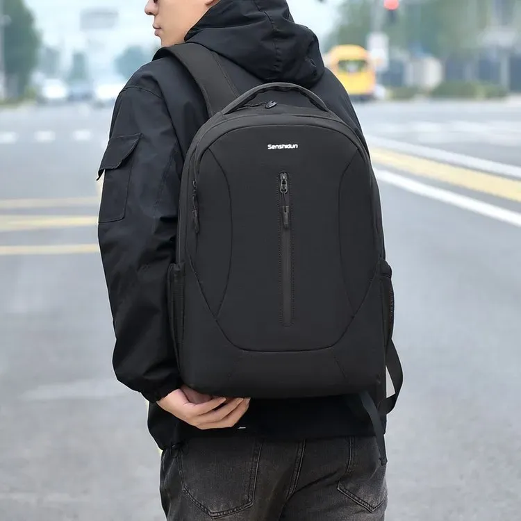 Tas Ransel Wanita Bahan PU Sintetis Polos Warna Hitam Bentuk Kotak Tali Lebar Resleting Grosir
