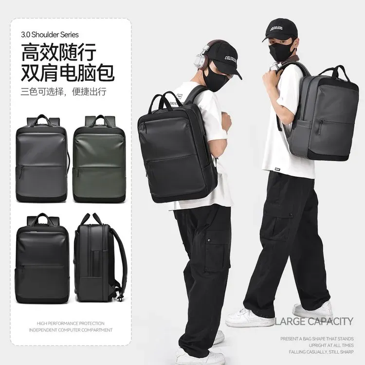 Tas Ransel Wanita Bahan PU Sintetis Polos Warna Hitam Bentuk Kotak Tali Lebar Resleting Grosir