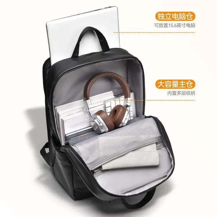 Tas Ransel Wanita Bahan PU Sintetis Polos Warna Hitam Bentuk Kotak Tali Lebar Resleting Grosir
