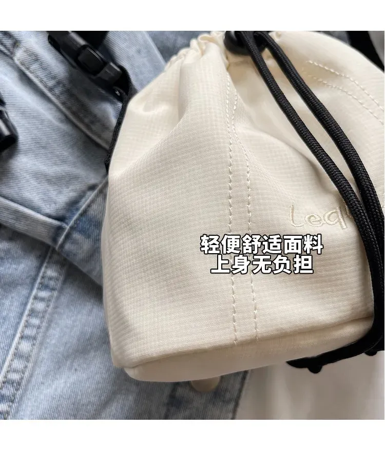 Tas Bucket Wanita Bahan PU Sintetis Polos Bentuk Bucket Tali Panjang Resleting Grosir Import