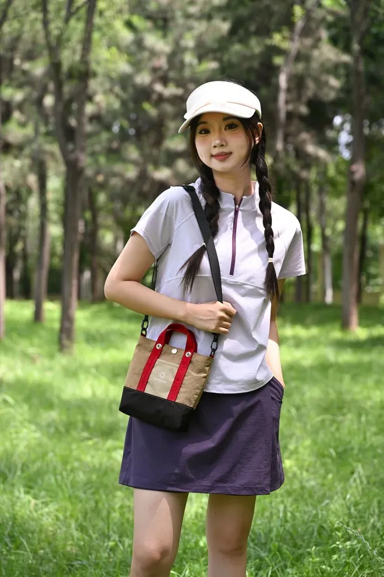 Tas Tote Wanita Bahan Nylon Polos Bentuk Kotak Tali Panjang Resleting Grosir Import