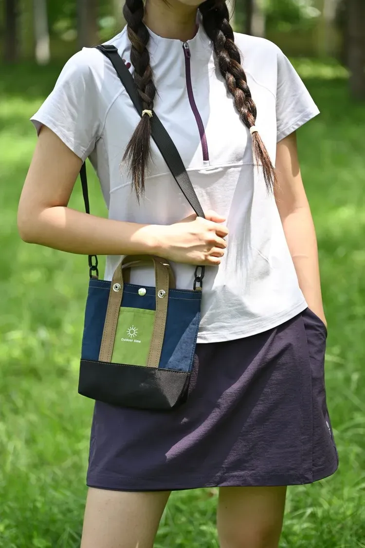 Tas Tote Wanita Bahan Nylon Polos Bentuk Kotak Tali Panjang Resleting Grosir Import