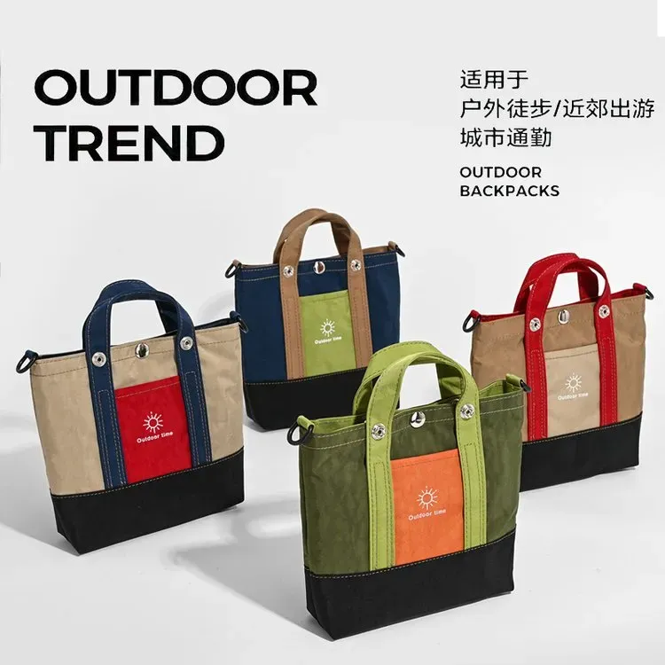 Tas Tote Wanita Bahan Nylon Polos Bentuk Kotak Tali Panjang Resleting Grosir Import