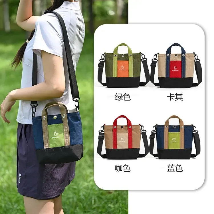 Tas Tote Wanita Bahan Nylon Polos Bentuk Kotak Tali Panjang Resleting Grosir Import