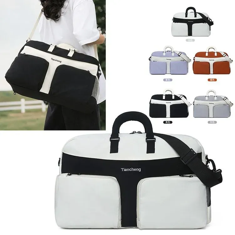 Tas Selempang Wanita Bahan Nylon Model Quilted Warna Hitam Bentuk Kotak Tali Grosir Import
