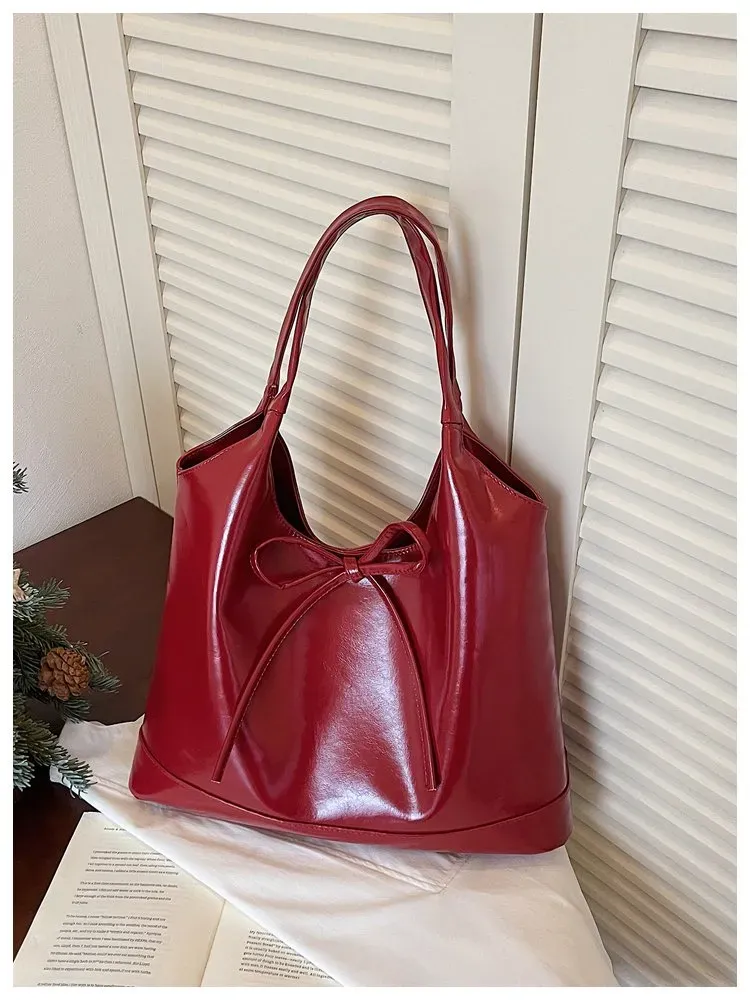 Tas Bucket Wanita Bahan PU Sintetis Polos Warna Hitam Bentuk Bucket Tali Serut Grosir Import