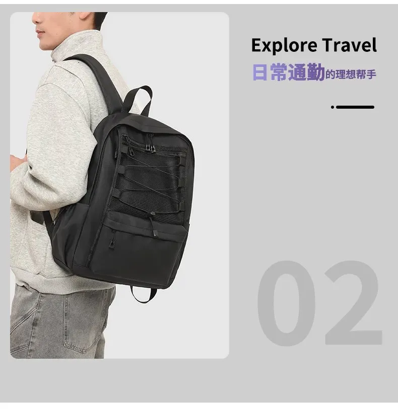 Tas Ransel Wanita Bahan Nylon Polos Warna Hitam Bentuk Kotak Tali Lebar Resleting untuk Jualan