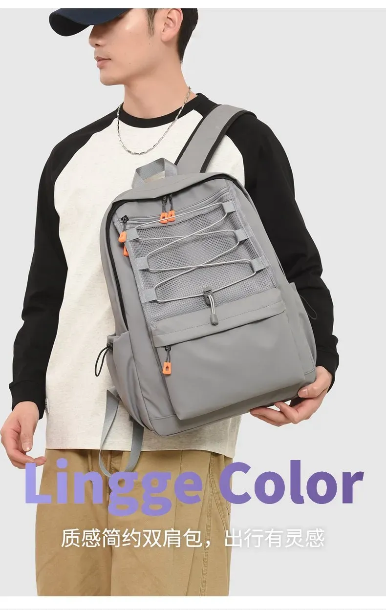 Tas Ransel Wanita Bahan Nylon Polos Warna Hitam Bentuk Kotak Tali Lebar Resleting untuk Jualan