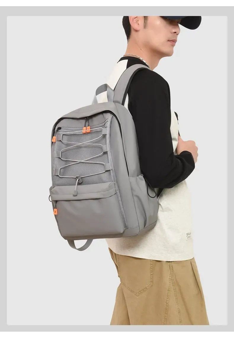 Tas Ransel Wanita Bahan Nylon Polos Warna Hitam Bentuk Kotak Tali Lebar Resleting untuk Jualan