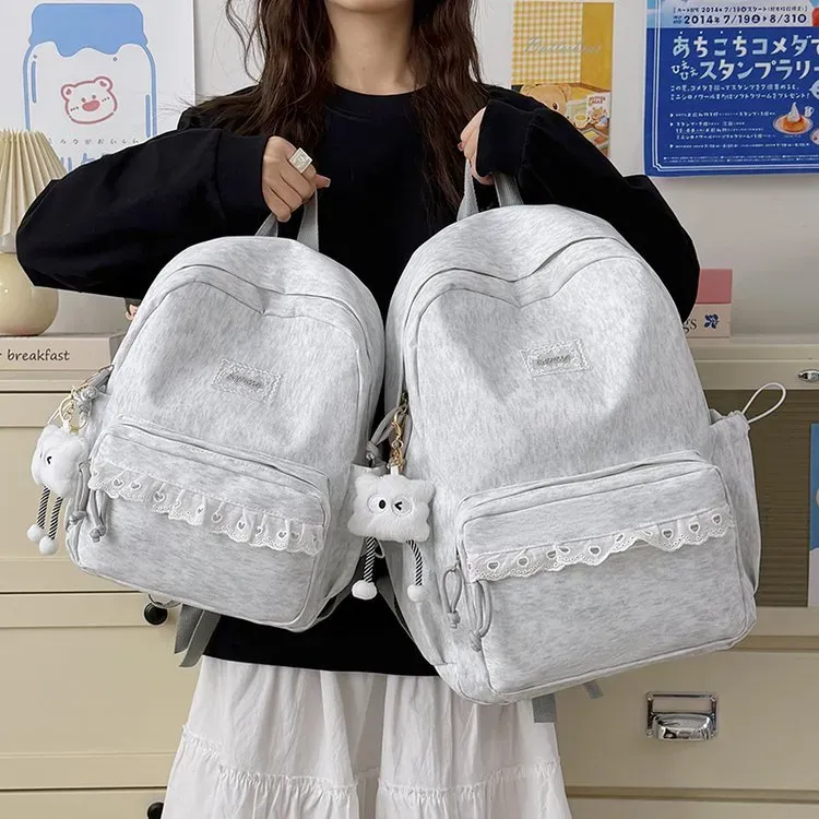 Tas Ransel Wanita Bahan Oxford Motif Print Warna Pink Bentuk Kotak Tali Lebar Grosir Import