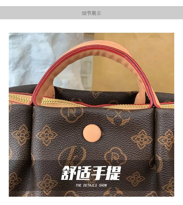 Tas Selempang Wanita Bahan PU Sintetis Motif Print Bentuk Kotak Tali Panjang Warna Beige