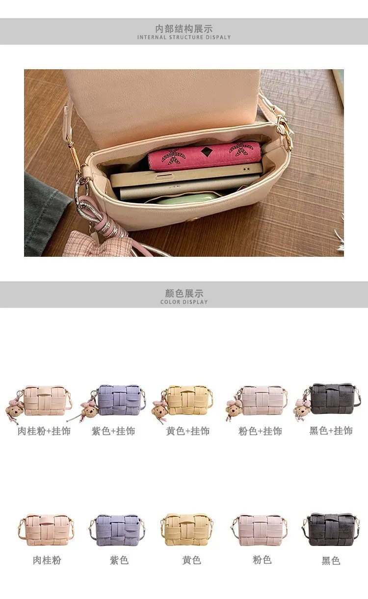 Tas Selempang Wanita Bahan PU Sintetis Model Quilted Warna Pink Bentuk Kotak Model Flap Grosir