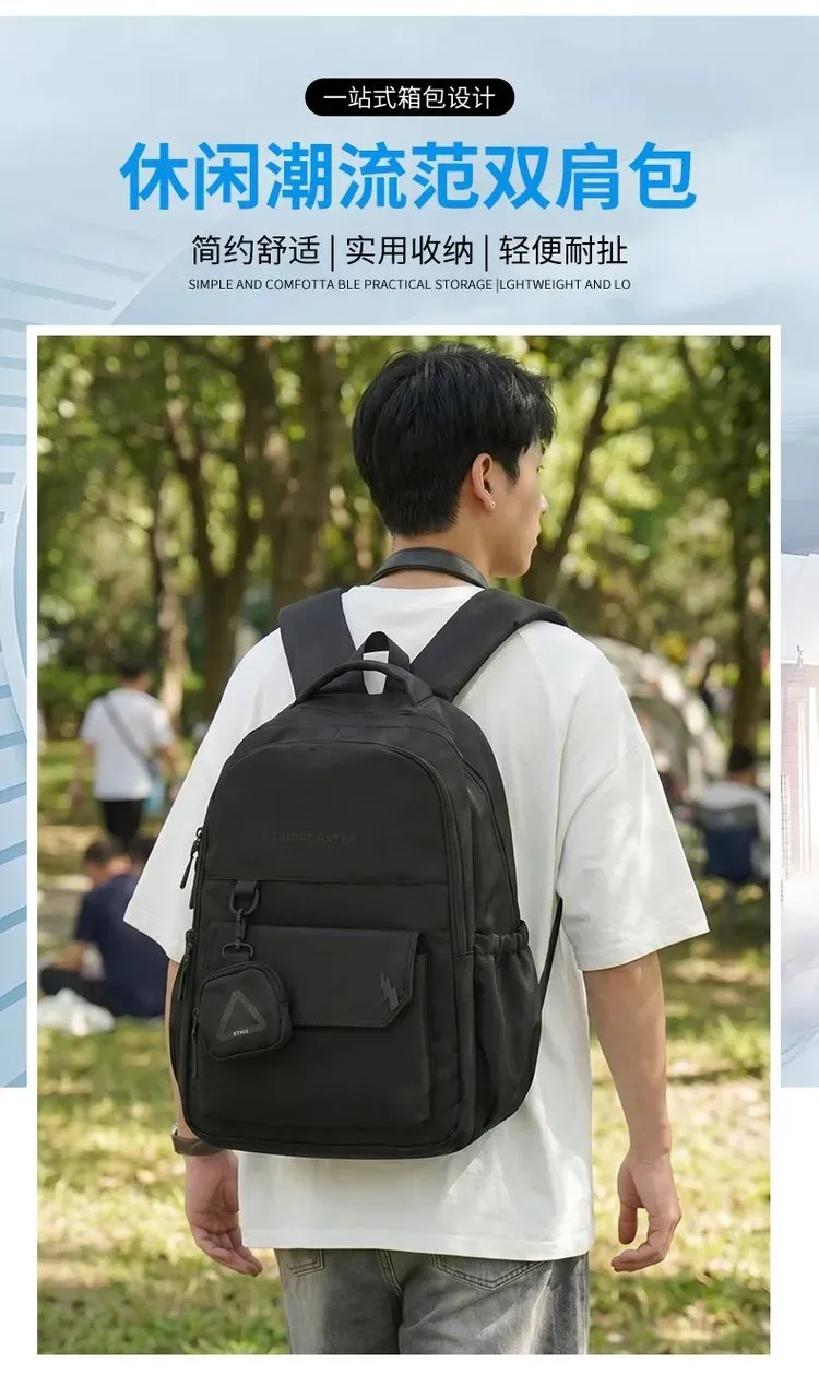 Tas Ransel Wanita Bahan Nylon Warna Putih Kapasitas Besar Resleting Grosir Import
