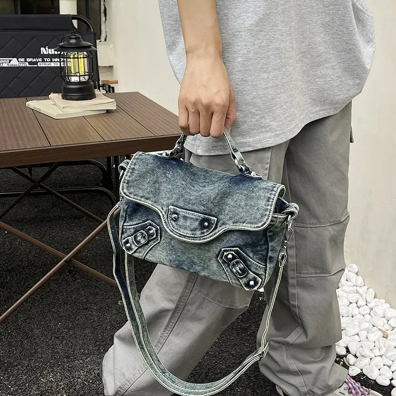 Tas Selempang Wanita Bahan PU Sintetis Polos Warna Biru Bentuk Kotak Tali Resleting Grosir