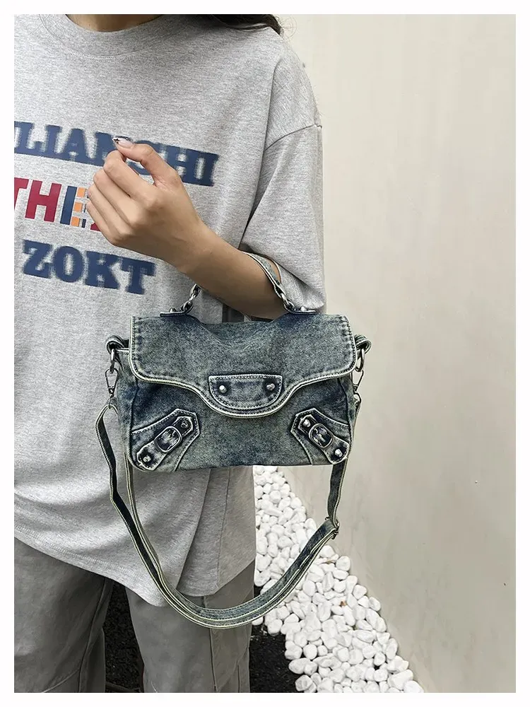 Tas Selempang Wanita Bahan PU Sintetis Polos Warna Biru Bentuk Kotak Tali Resleting Grosir