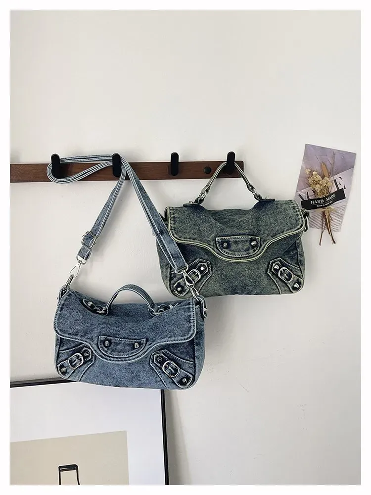 Tas Selempang Wanita Bahan PU Sintetis Polos Warna Biru Bentuk Kotak Tali Resleting Grosir