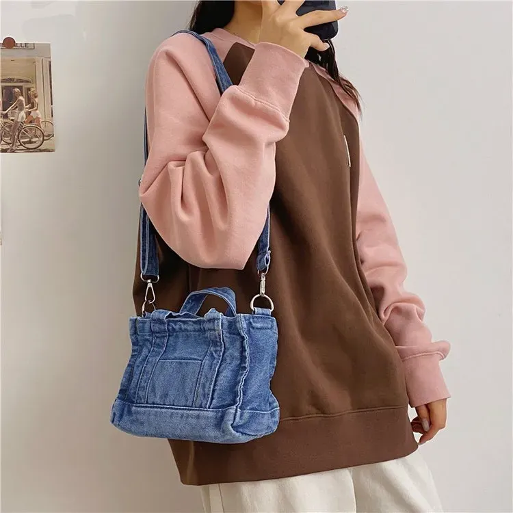 Tas Selempang Wanita Bahan PU Sintetis Polos Warna Biru Bentuk Kotak Tali Harga Grosir