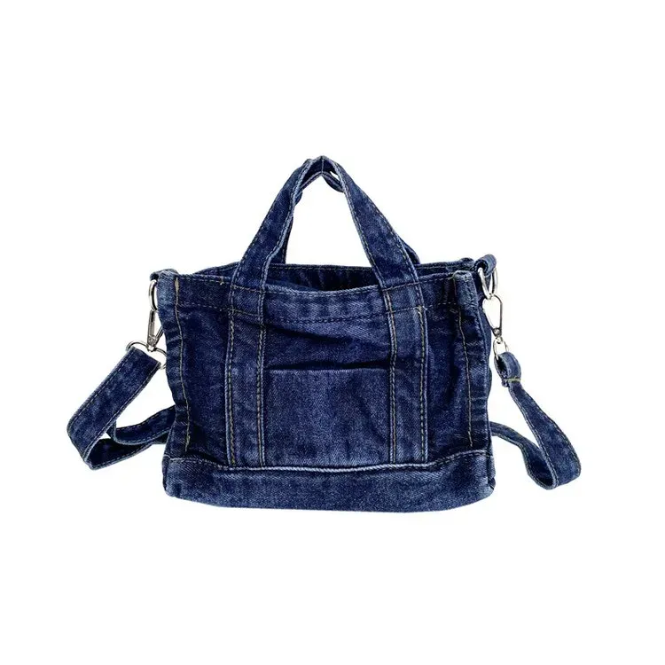 Tas Selempang Wanita Bahan PU Sintetis Polos Warna Biru Bentuk Kotak Tali Harga Grosir
