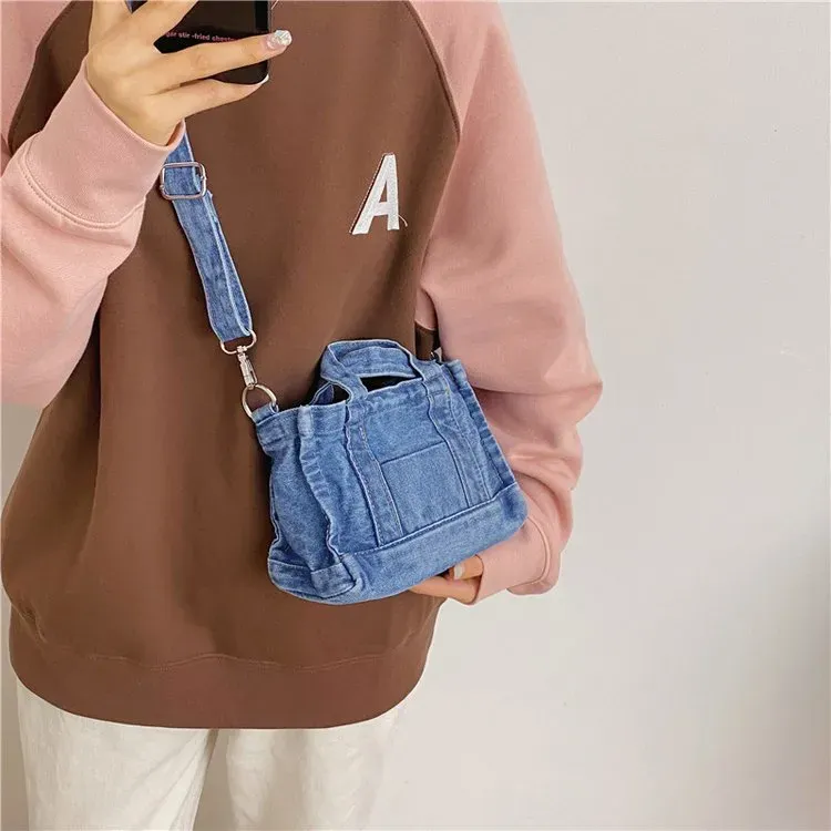 Tas Selempang Wanita Bahan PU Sintetis Polos Warna Biru Bentuk Kotak Tali Harga Grosir