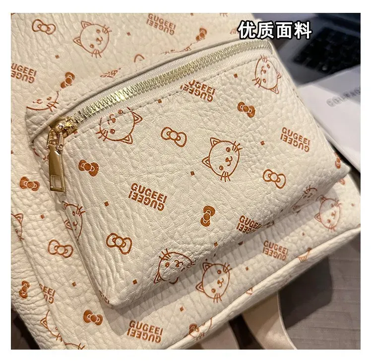 Tas Ransel Wanita Bahan PU Sintetis Motif Print Bentuk Kotak Tali Lebar Resleting Stok China
