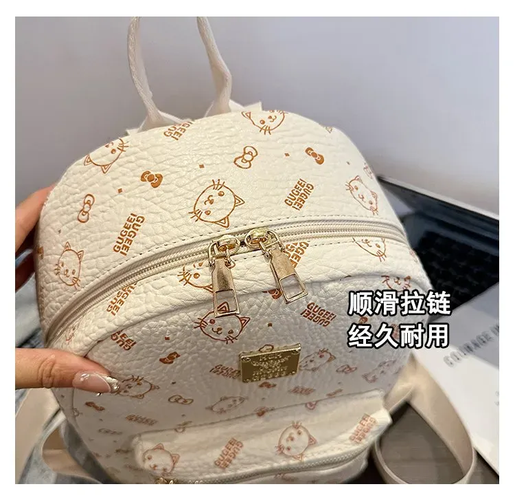 Tas Ransel Wanita Bahan PU Sintetis Motif Print Bentuk Kotak Tali Lebar Resleting Stok China