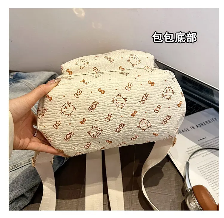 Tas Ransel Wanita Bahan PU Sintetis Motif Print Bentuk Kotak Tali Lebar Resleting Stok China