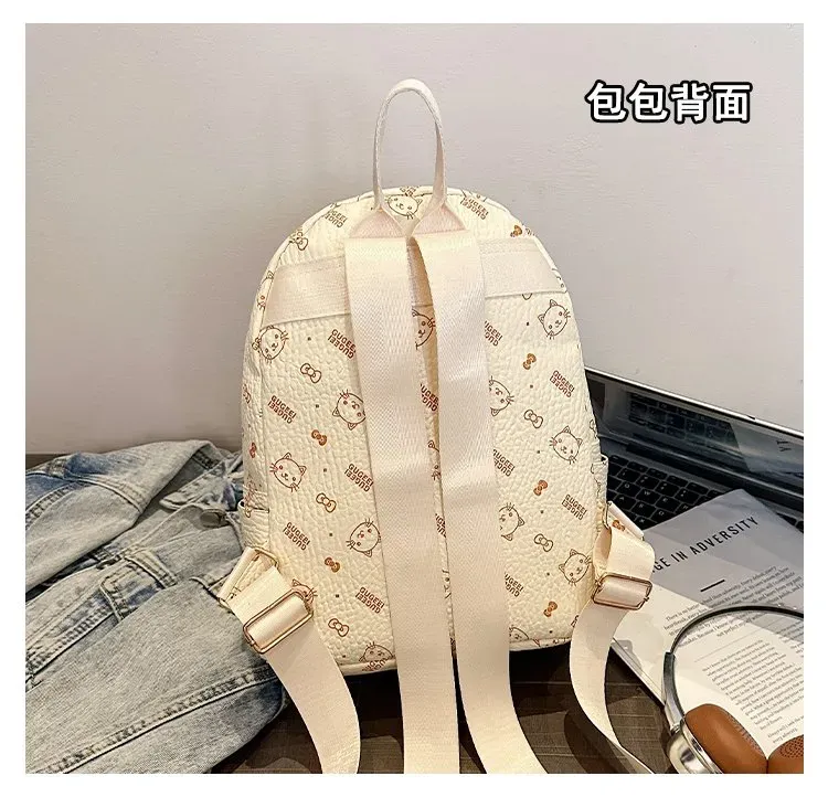 Tas Ransel Wanita Bahan PU Sintetis Motif Print Bentuk Kotak Tali Lebar Resleting Stok China