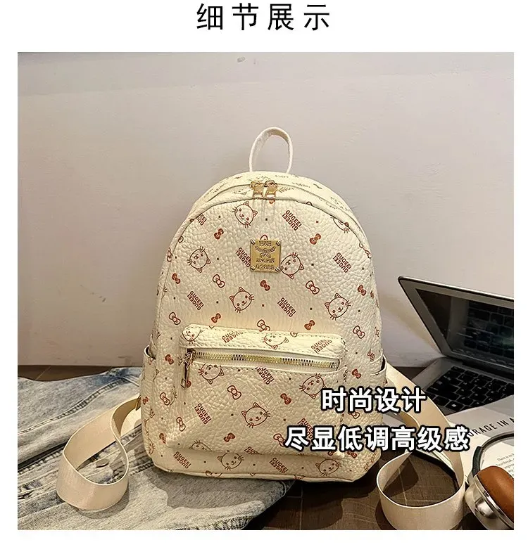 Tas Ransel Wanita Bahan PU Sintetis Motif Print Bentuk Kotak Tali Lebar Resleting Stok China