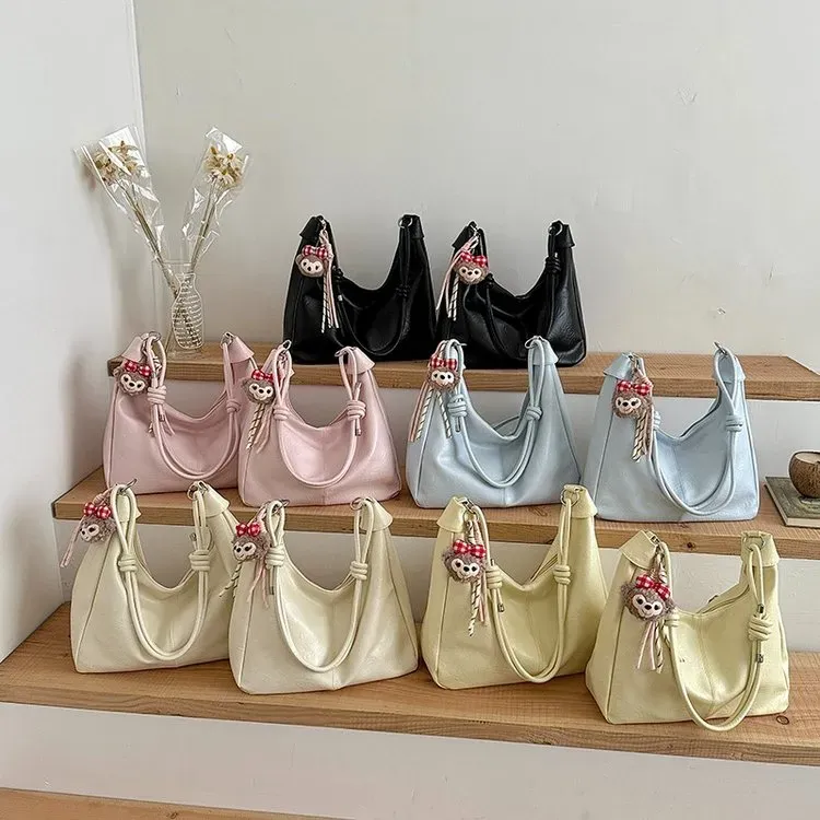 Tas Selempang Wanita Bahan Kain Polos Warna Biru Bentuk Kotak Tali Panjang Grosir Import
