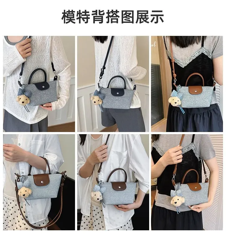 Tas Selempang Wanita Bahan PU Sintetis Polos Warna Abu-Abu Bentuk Kotak Tali untuk Jualan