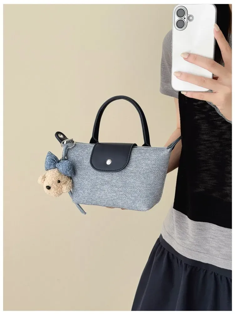 Tas Selempang Wanita Bahan PU Sintetis Polos Warna Abu-Abu Bentuk Kotak Tali untuk Jualan