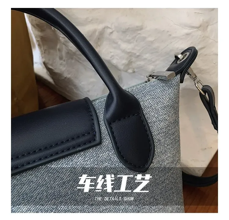 Tas Selempang Wanita Bahan PU Sintetis Polos Warna Abu-Abu Bentuk Kotak Tali untuk Jualan