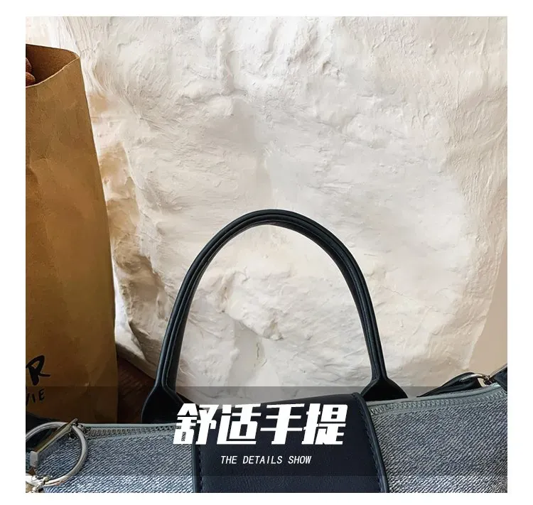Tas Selempang Wanita Bahan PU Sintetis Polos Warna Abu-Abu Bentuk Kotak Tali untuk Jualan