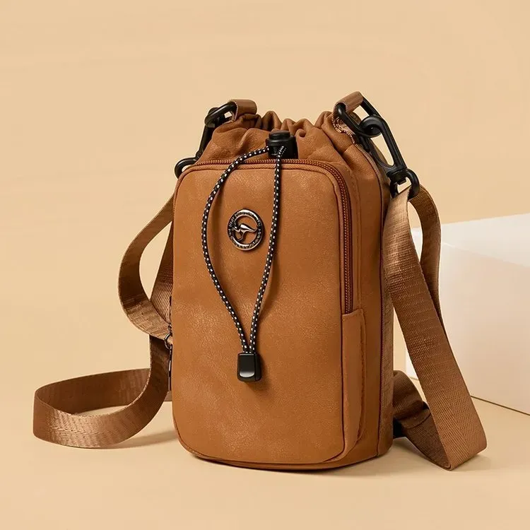 Tas Selempang Wanita Bahan Nylon Polos Warna Hitam Bentuk Kotak Tali Lebar Resleting Grosir