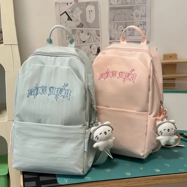 Tas Ransel Wanita Bahan Kain Polos Warna Hitam Bentuk Kotak Tali Panjang Grosir Import