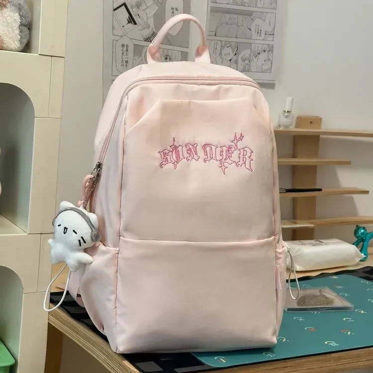 Tas Ransel Wanita Bahan Kain Polos Warna Hitam Bentuk Kotak Tali Panjang Grosir Import
