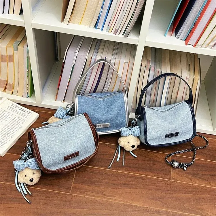 Tas Selempang Wanita Bahan PU Sintetis Polos Warna Hitam Bentuk Kotak Tali Resleting Grosir