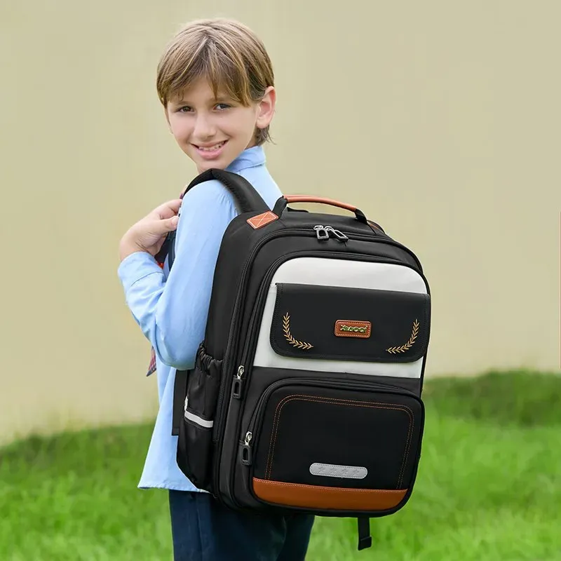 Tas Ransel Anak Bahan Kain Polos Warna Hitam Bentuk Kotak Tali Lebar Resleting Grosir Import
