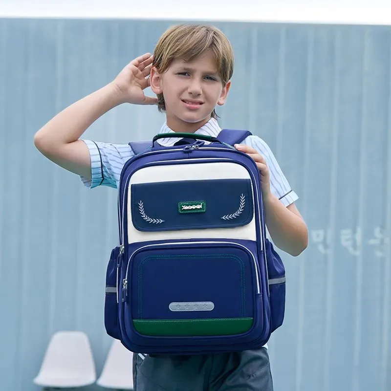 Tas Ransel Anak Bahan Kain Polos Warna Hitam Bentuk Kotak Tali Lebar Resleting Grosir Import
