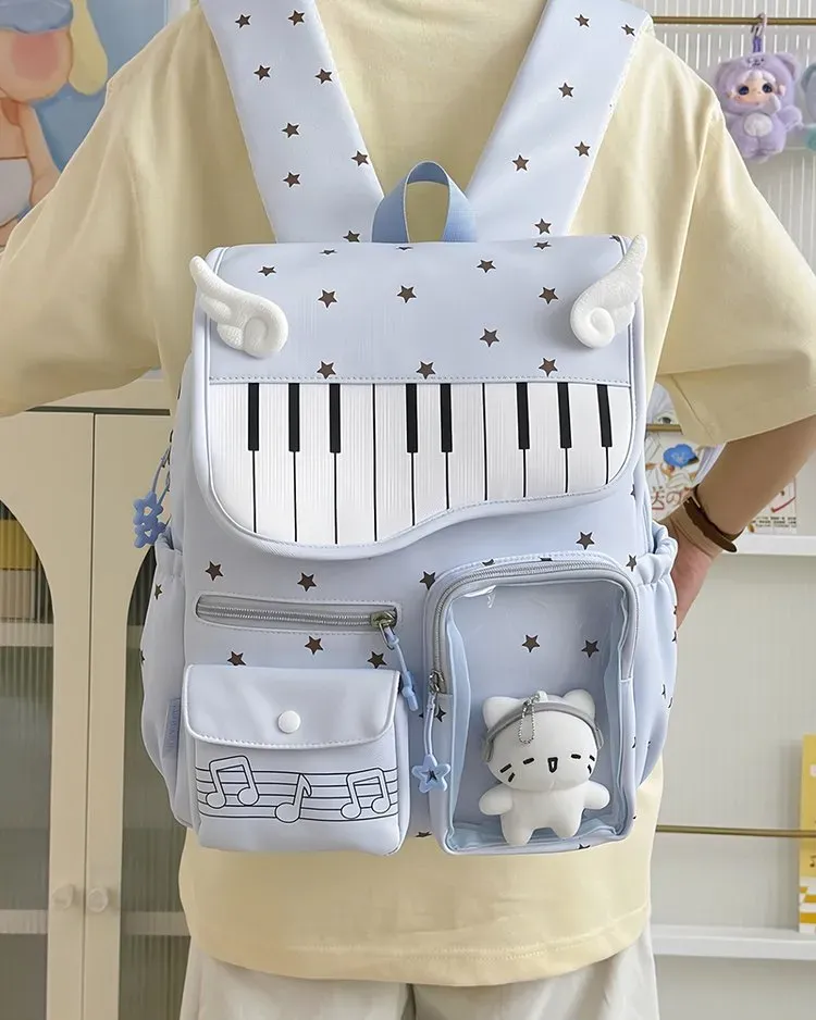 Tas Ransel Anak Bahan Kain Motif Polkadot Bentuk Kotak Tali Panjang Resleting Grosir Import