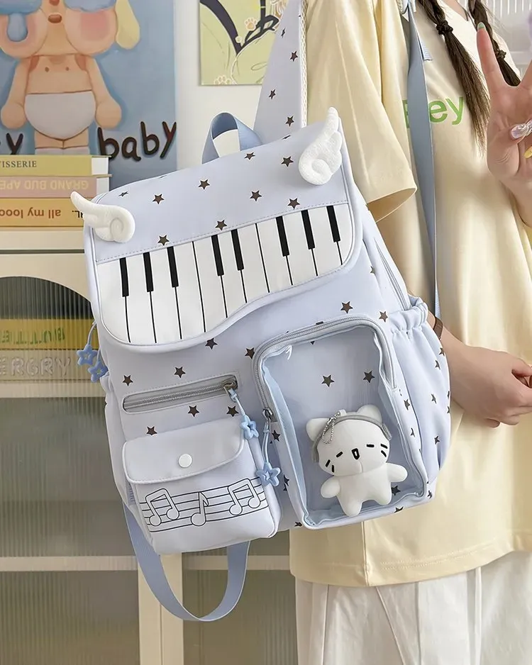 Tas Ransel Anak Bahan Kain Motif Polkadot Bentuk Kotak Tali Panjang Resleting Grosir Import