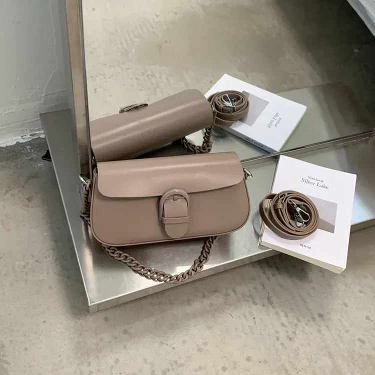 Tas Selempang Wanita Bahan PU Sintetis Polos Warna Putih Bentuk Kotak Tali Koleksi Reseller
