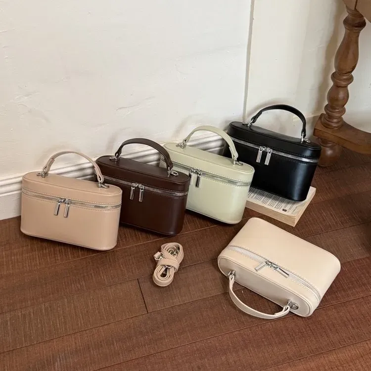 Tas Selempang Wanita Bahan PU Sintetis Polos Warna Putih Bentuk Kotak Tali Koleksi Reseller