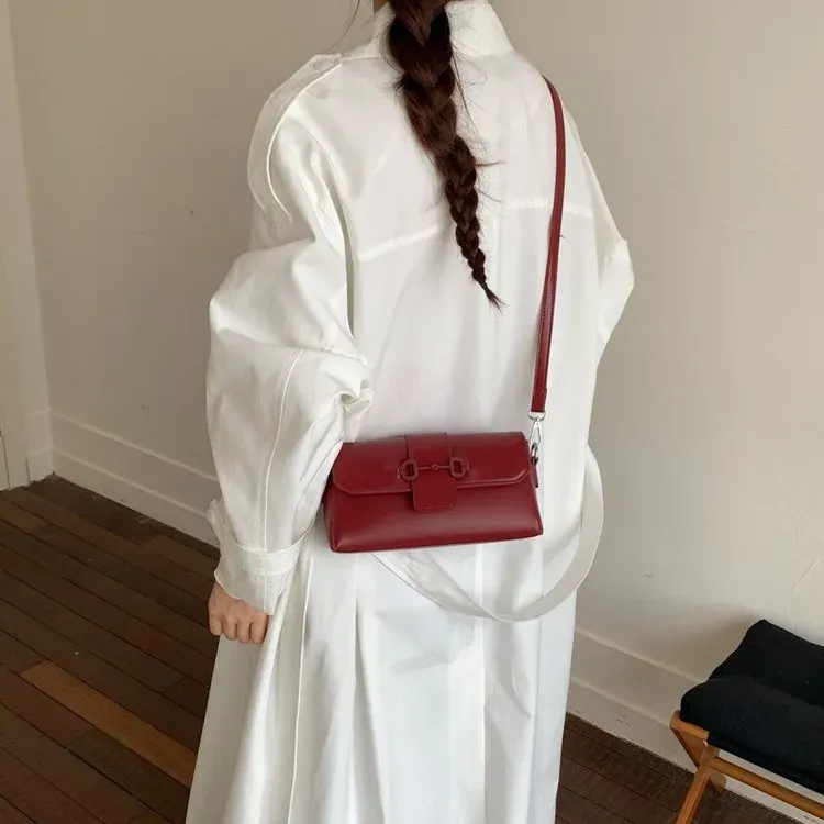 Tas Selempang Wanita Bahan PU Sintetis Polos Warna Putih Bentuk Kotak Tali Koleksi Reseller