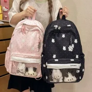 Tas Selempang Wanita Bahan Nylon Motif Print Warna Hitam Bentuk Kotak Tali Grosir Import