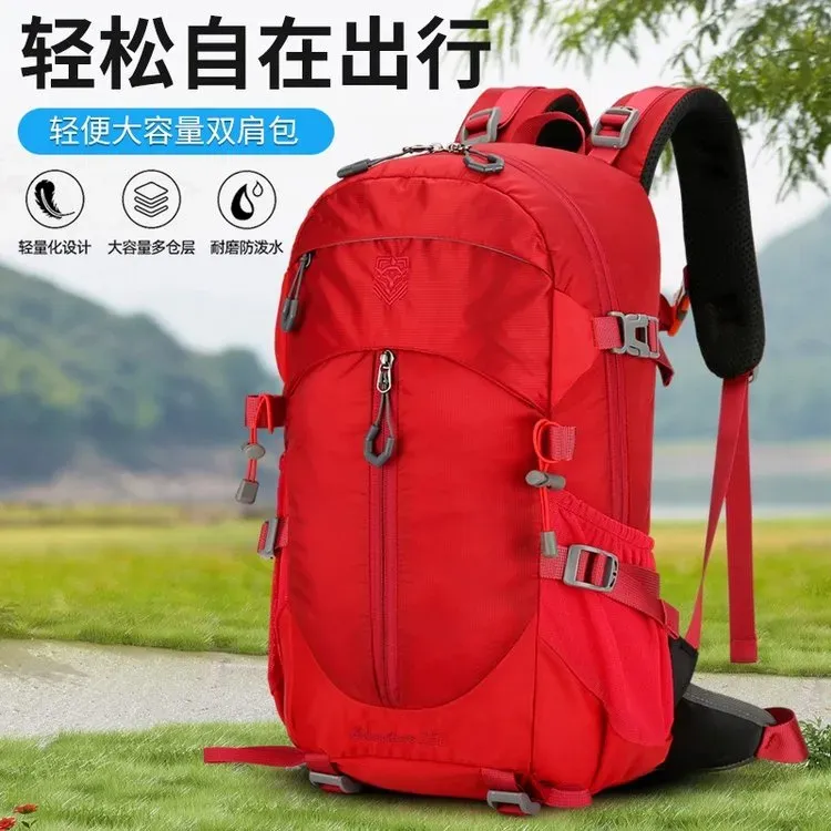 Tas Ransel Wanita Bahan Nylon Polos Warna Merah Bentuk Kotak Tali Lebar Resleting Model